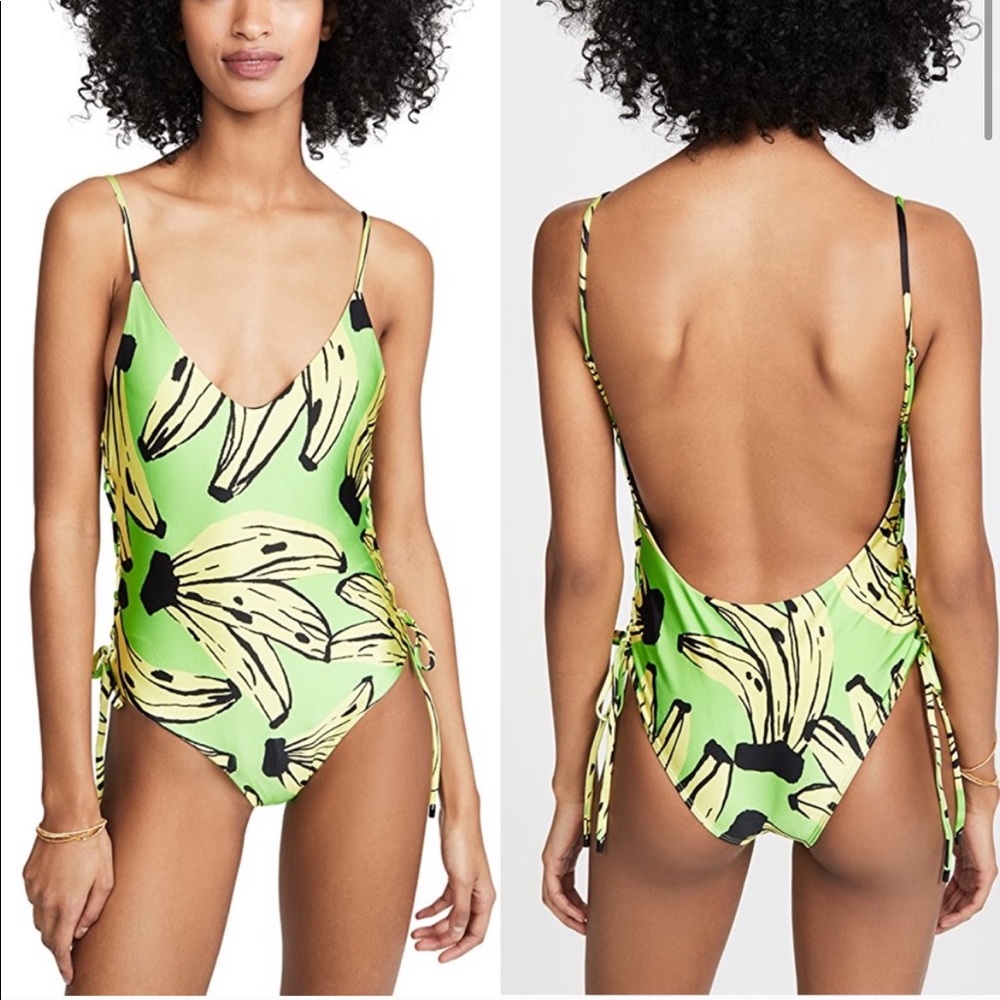 FARM Rio Green Banana Print One-Piece Swimsuit